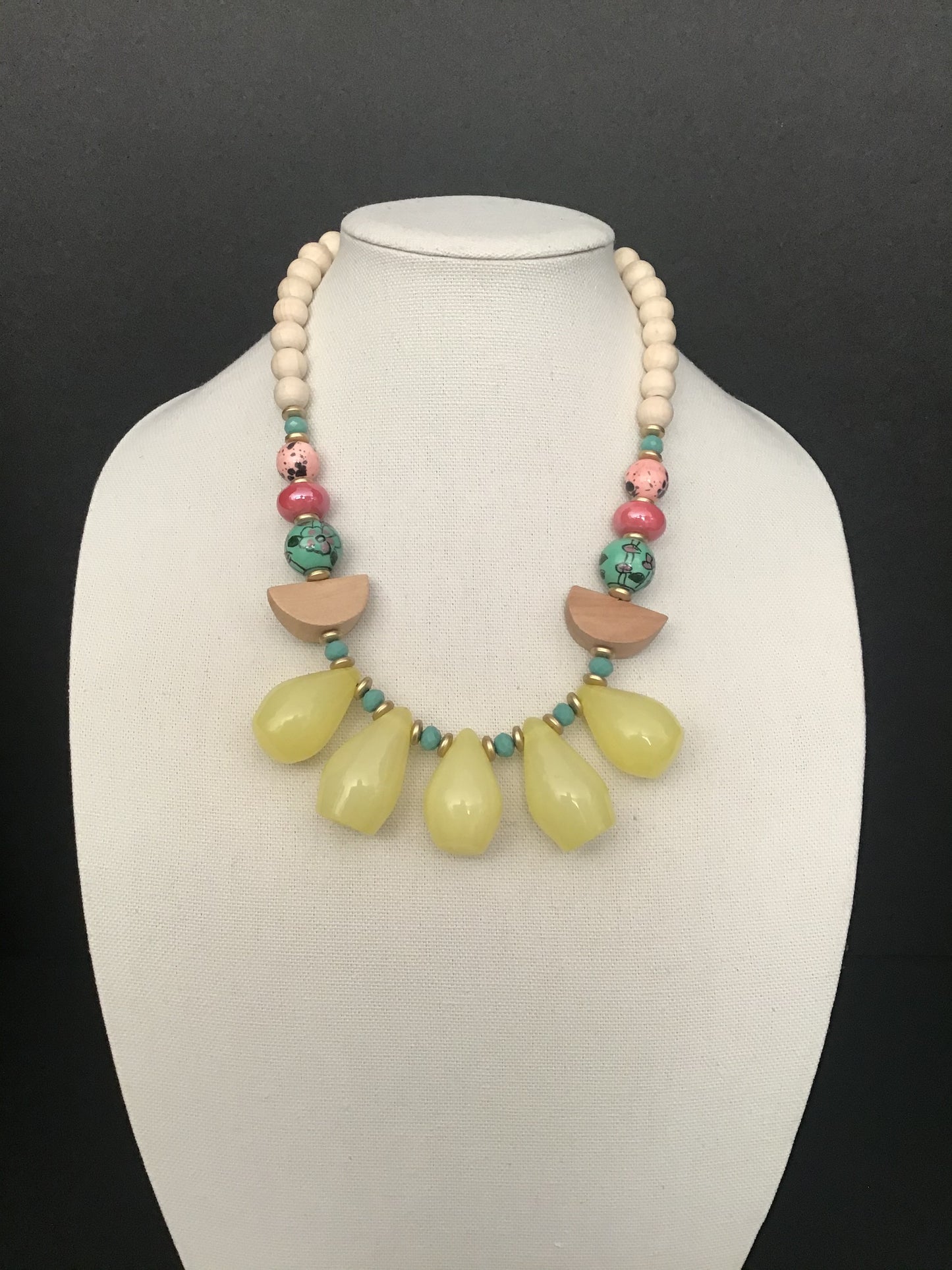 Boho Chic Yellow Statement Necklace