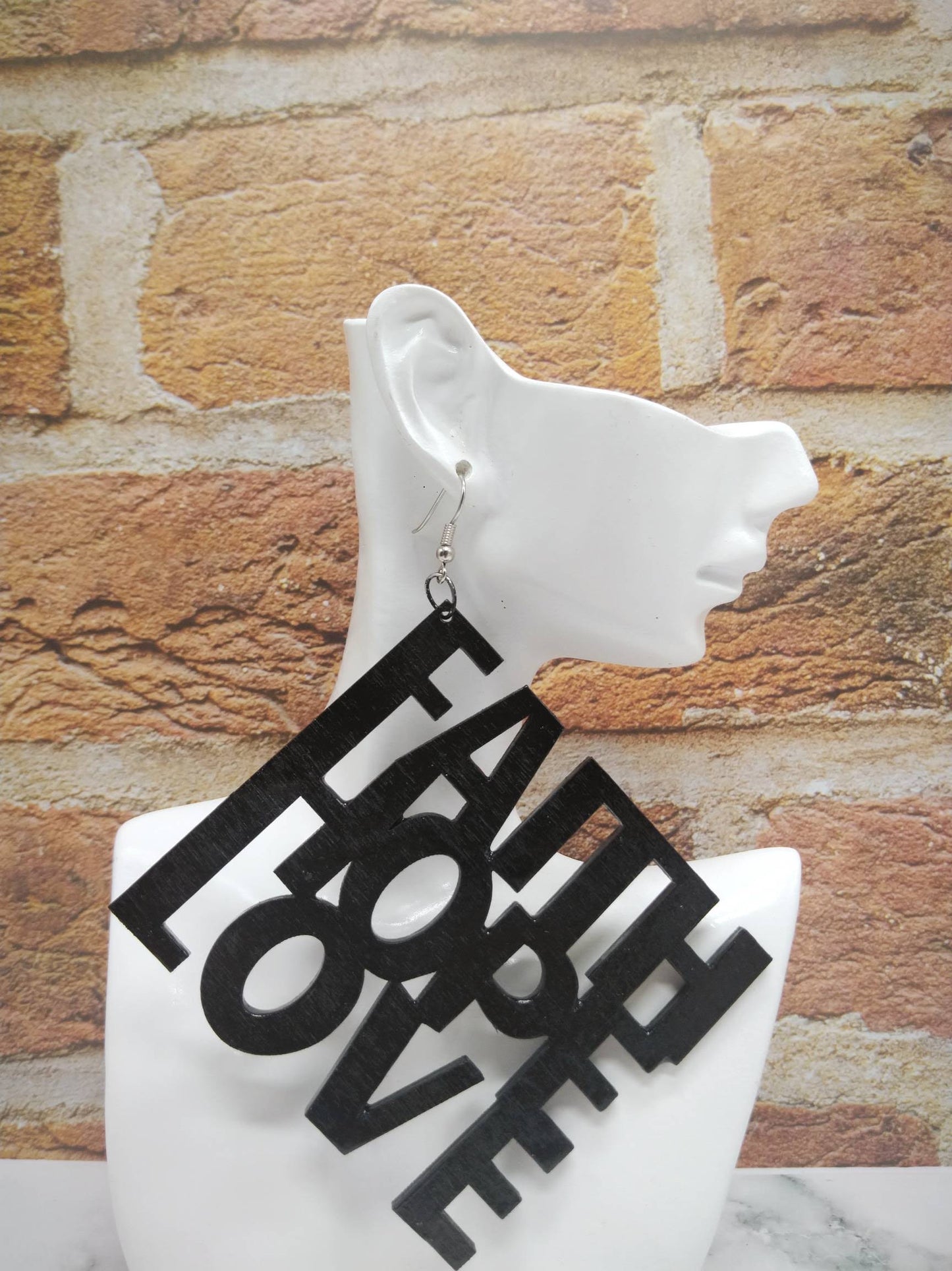 Faith Hope Love Wooden Earrings