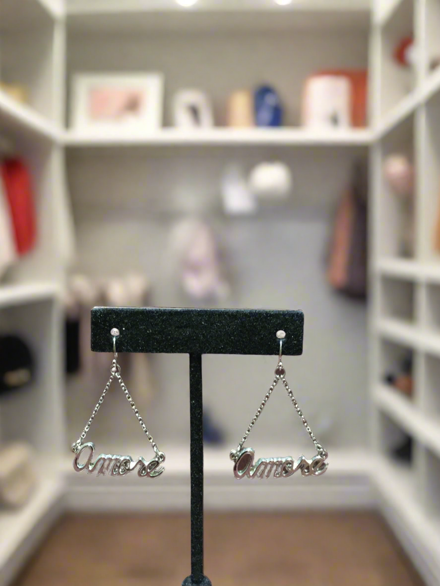Amore Silver Chain Dangle Earrings ✨💖