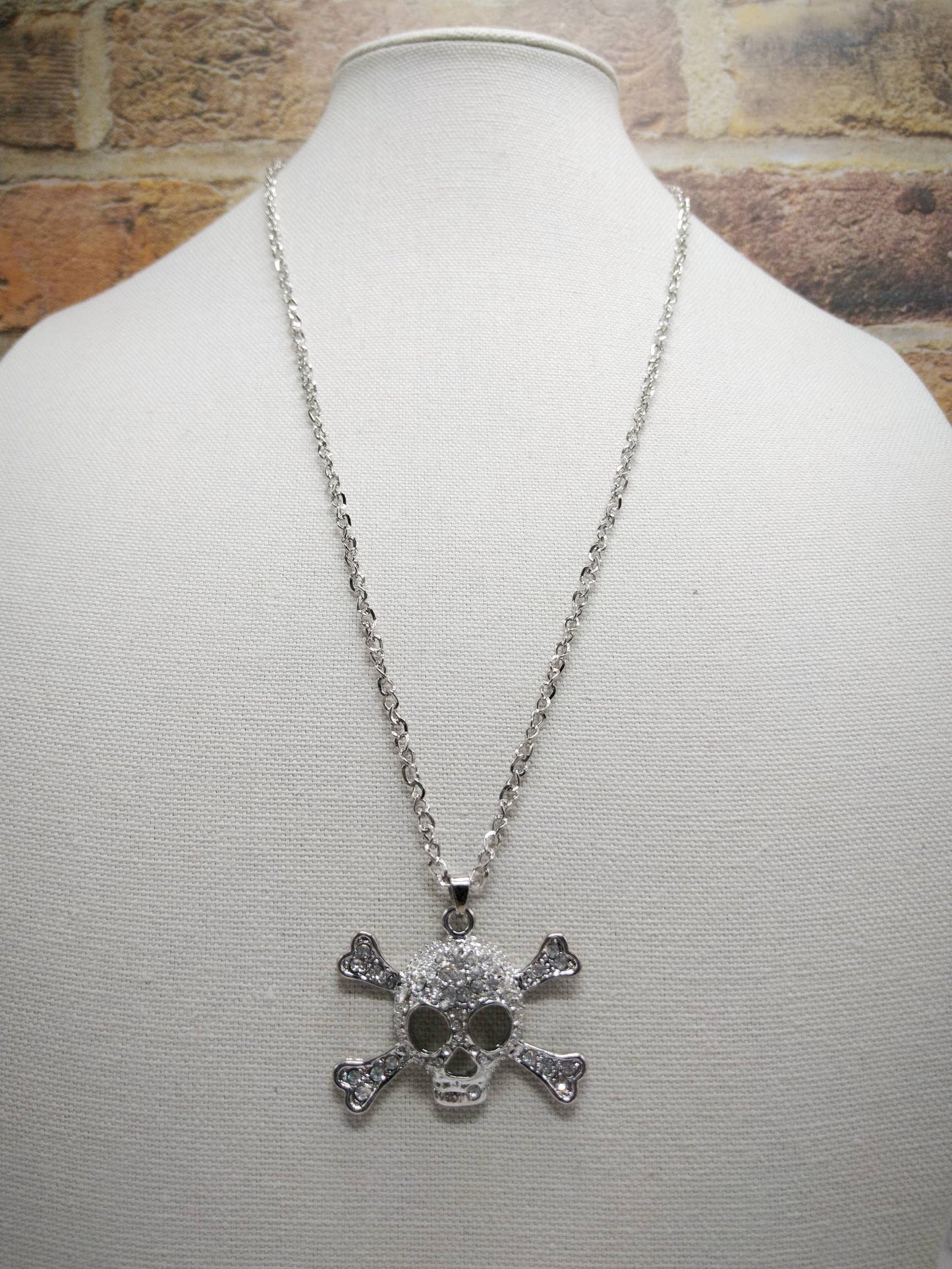 Crystal Skull & Crossbones Necklace ✨💀