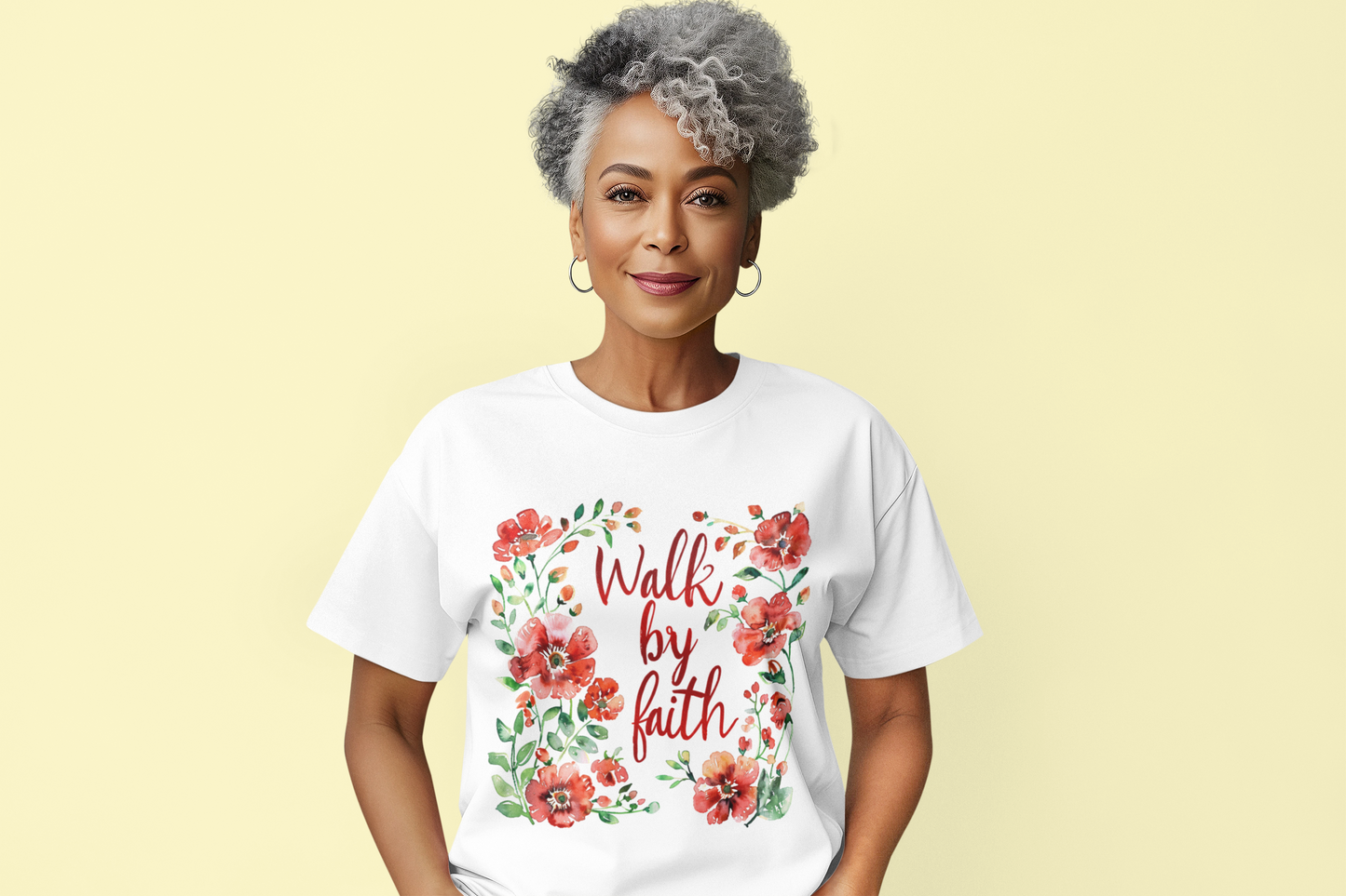 Walk By Faith T-Shirt - Inspirational Faith-Based Tee (Orange Text)